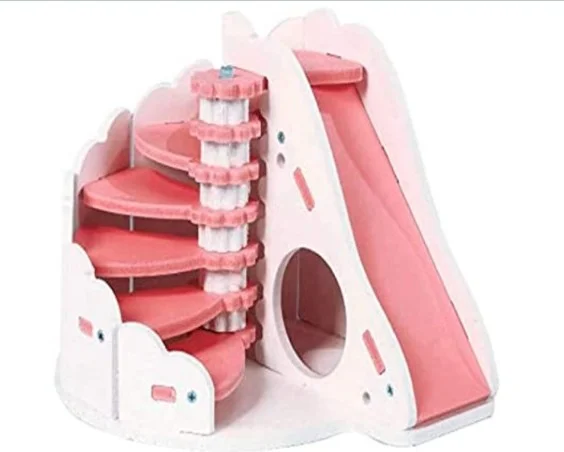 Casa de madera ecológica para hámster pequeño con divertida escalera de escalada - Imagen 2