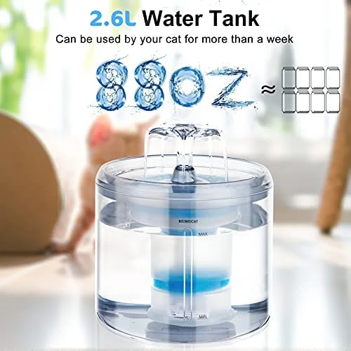 Fuente De Agua Para Gatos Hydra, Transparente – 88 oz/2,6 L - Imagen 4