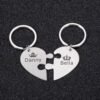 2 llaveros Mitad Corazón Personalizados. Grabado Láser - Imagen 2