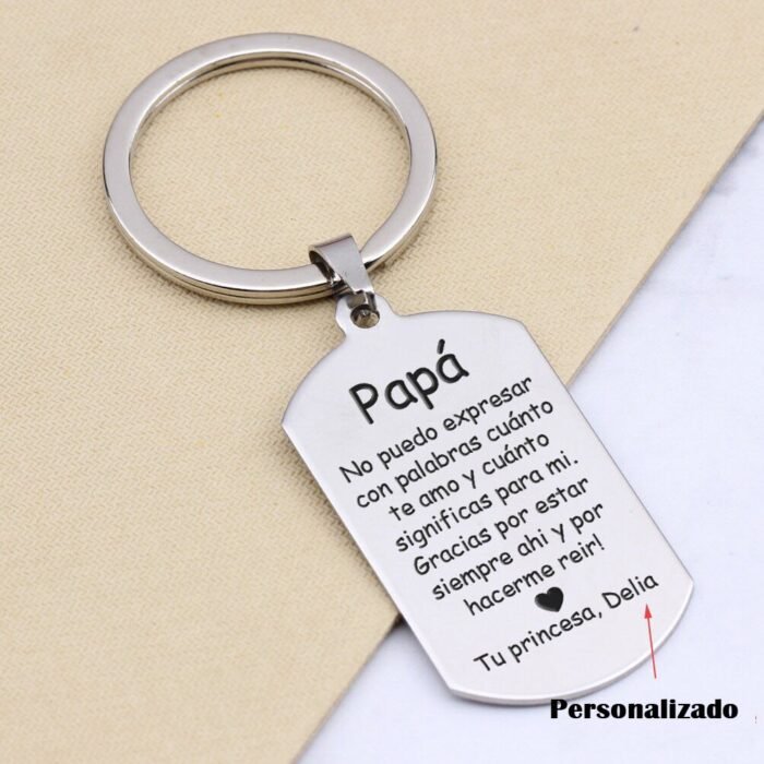 Llavero Personalizado Padre. Acero Inoxidable