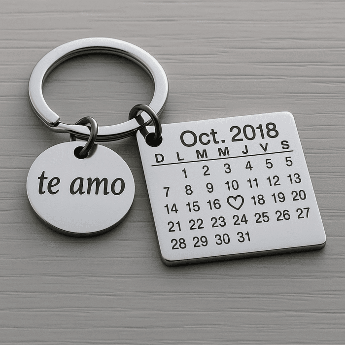 Llavero Personalizado Calendario. Acero Inoxidable