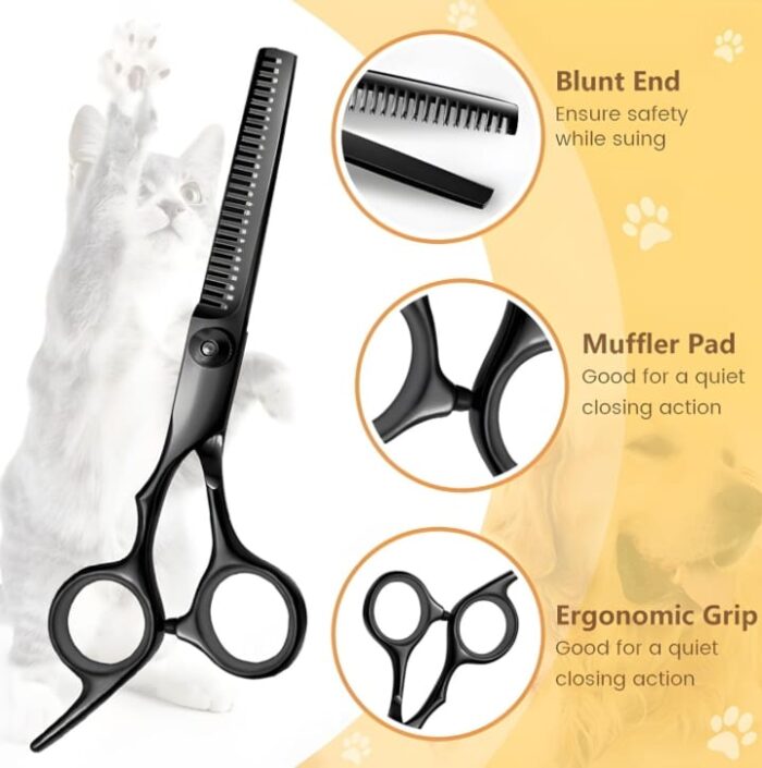 Kit de 4 Tijeras Negro + acceso Peluquería Mascotas - Imagen 7