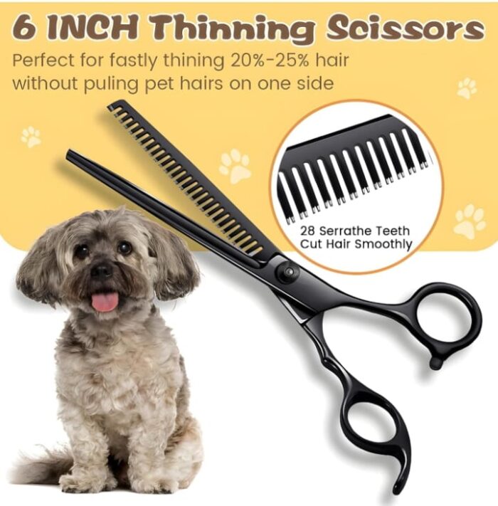 Kit de 4 Tijeras Negro + acceso Peluquería Mascotas - Imagen 4