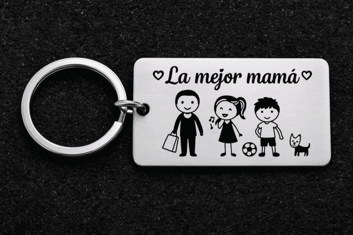 Llavero Personalizado Familia. Grabado Láser en Acero Inoxidable - Imagen 2