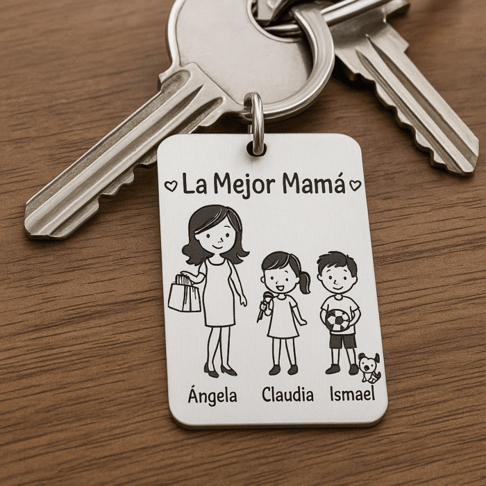 Llavero Personalizado Familia. Grabado Láser en Acero Inoxidable - Imagen 7