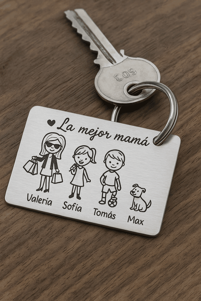 Llavero Personalizado Familia. Grabado Láser en Acero Inoxidable - Imagen 6