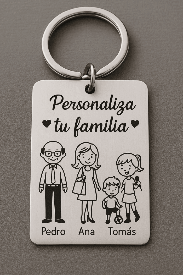 Llavero Personalizado Familia. Grabado Láser en Acero Inoxidable - Imagen 5