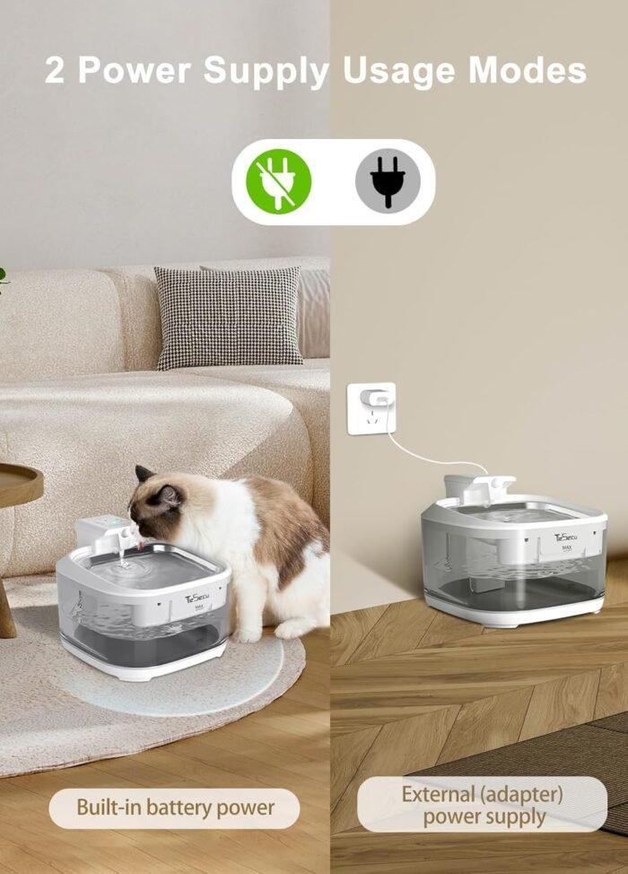 Fuente de Agua para Gatos Inalámbrica más Accesorios de aseo TeSecu - Imagen 4