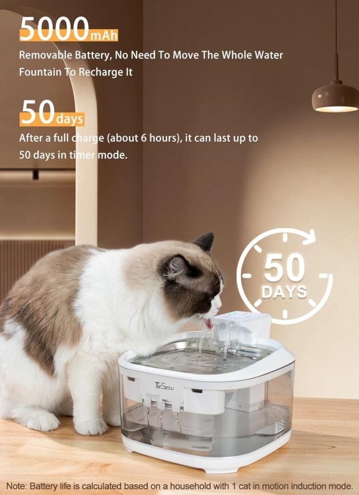 Fuente de Agua para Gatos Inalámbrica más Accesorios de aseo TeSecu - Imagen 9