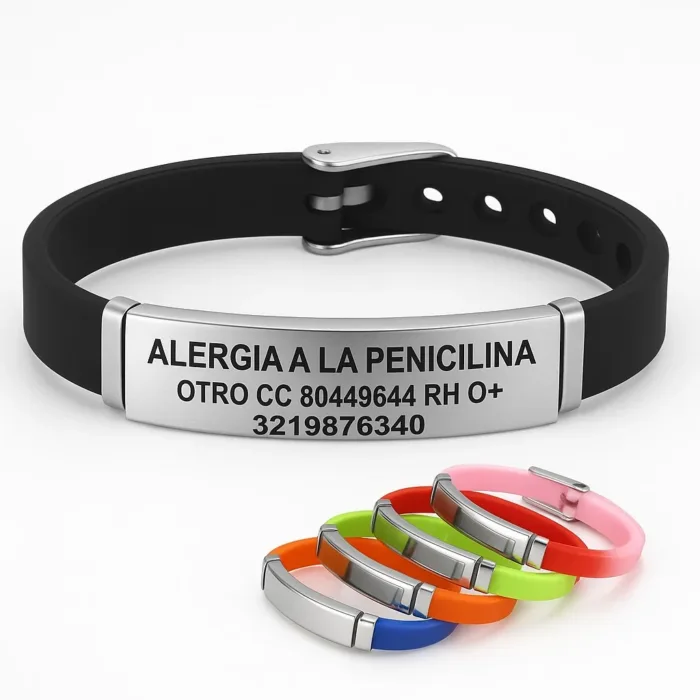 Manilla De Identificación Personalizada. Pulso Silicona