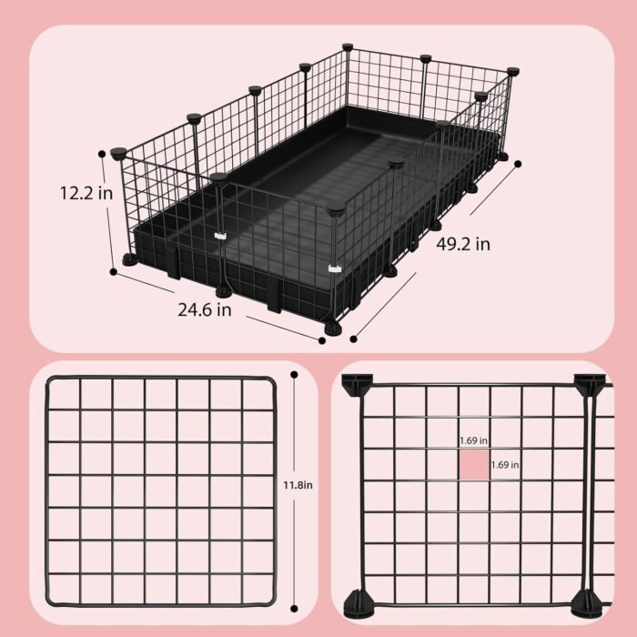 Corral 12 paneles Tapete anti-derrames Tabata Para Roedores 62,4 cm x 124.9 cm x 30.9 cm - Imagen 7