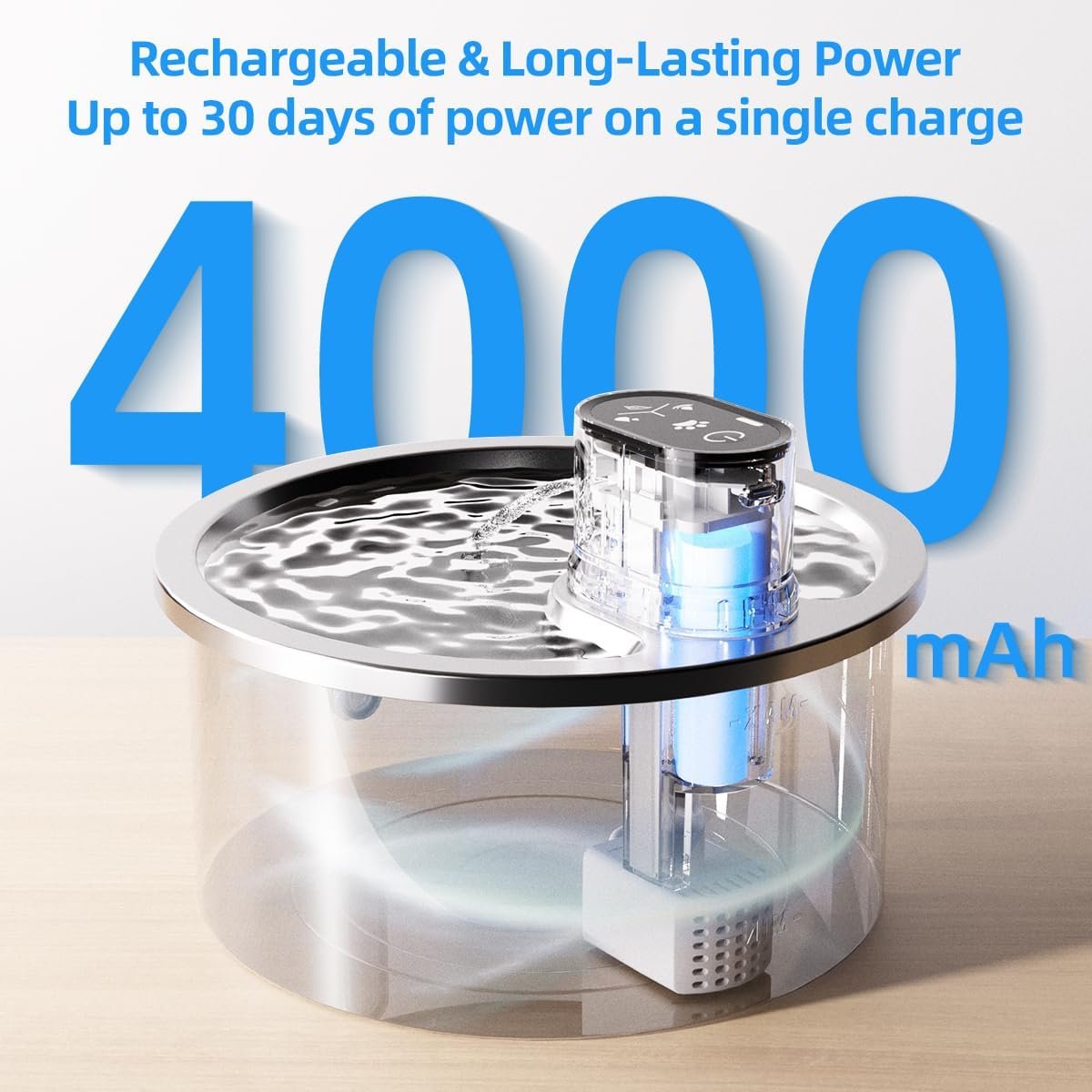 Fuente de Agua para Mascotas Inalámbrica 3.2 L Reflejos - Imagen 3