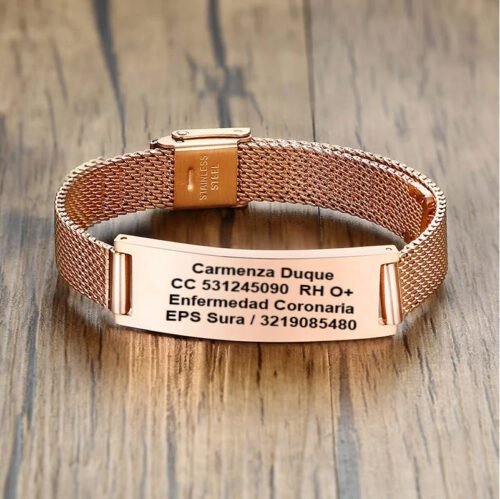 Manilla de Identificación Personalizada. Broche Ajustable Agatha