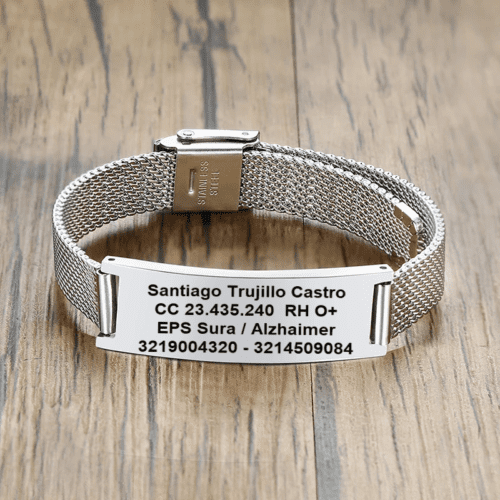 Manilla de Identificación. Acero Inoxidable. Broche Ajustable Bold